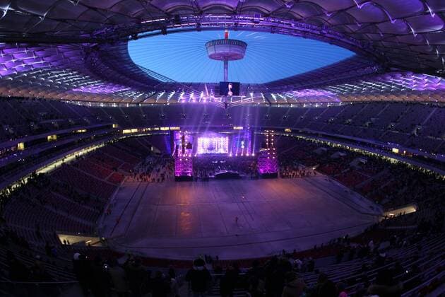 29.01.2012 WARSZAWA. UEFA EURO 2012 ( POLAND STADIUM ARENA EURO ) Grand opening of the National Stadium in Warsaw, was a concert at the end of a fireworks display  aTEO290112_025