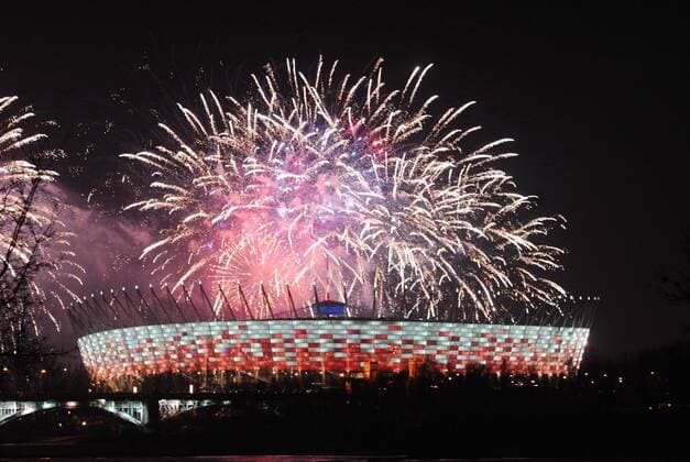 29.01.2012 WARSZAWA. UEFA EURO 2012 ( POLAND STADIUM ARENA EURO ) Grand opening of the National Stadium in Warsaw, was a concert at the end of a fireworks display  BURZYK290112_005