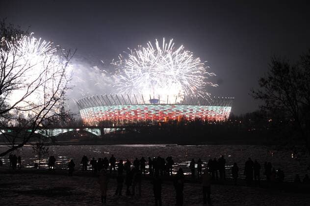 29.01.2012 WARSZAWA. UEFA EURO 2012 ( POLAND STADIUM ARENA EURO ) Grand opening of the National Stadium in Warsaw, was a concert at the end of a fireworks display  BURZYK290112_006