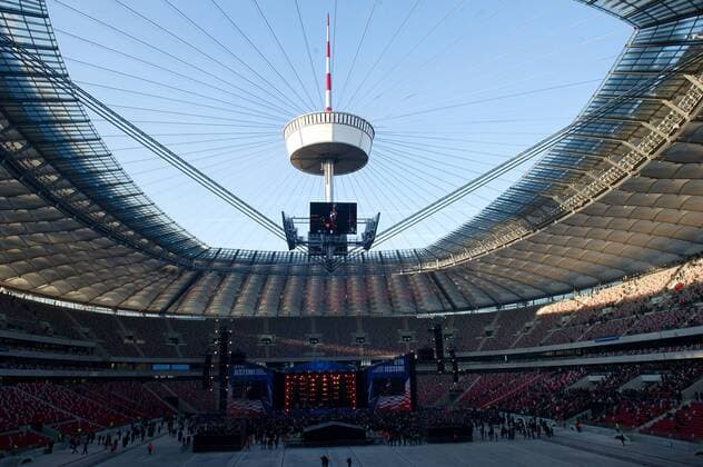 29.01.2012 WARSZAWA. UEFA EURO 2012 ( POLAND STADIUM ARENA EURO ) Grand opening of the National Stadium in Warsaw, was a concert at the end of a fireworks display  MBI20120129_6003