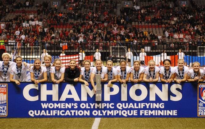 VANCOUVER, Jan. 29, 2012 - players of USA pose after their final at 2012 CONCACAF Women s Olympic Qualifying Soccer Tournament at BC Place in Vancouver, Canada, Jan. 29, 2012. 