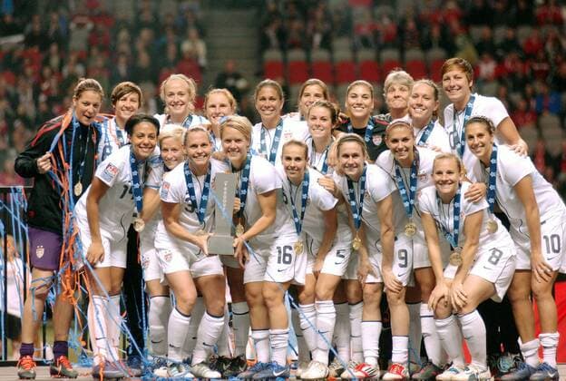 VANCOUVER, Jan. 29, 2012 - players of USA pose after their final at 2012 CONCACAF Women s Olympic Qualifying Soccer Tournament at BC Place in Vancouver, Jan. 29, 2012. 