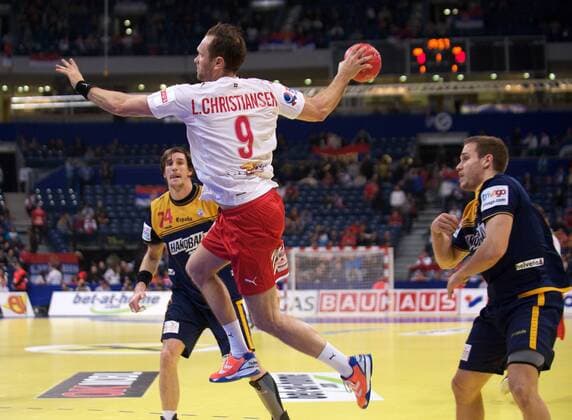 Handball Belgrad (SRB) 27.01.2012 Europameisterschaften der Herren Männer 2012 Halbfinale Dänemark (DAN) - Spanien (ESP) Lars Christiansen (Dänemark, No.09)