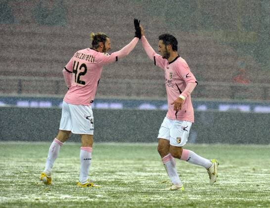 Serie A 2011 2012 Inter Mailand - US Palermo: Andrea Mantovani, Federico Balzaretti xHOCHxZWEIx xItalyxPhotoxPressx 