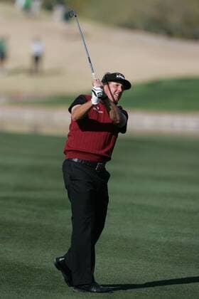 Feb. 2, 2012 - Scottsdale, Arizona, U.S - Phil Mickelson hits an approach shot during the first round of the Waste Management Phoenix Open in Scottsdale, Arizona. PGA Golf Herren 2012 - Feb 2 - Waste Managment Phoenix Open - ZUMAx12