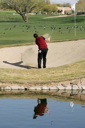 Feb. 2, 2012 - Scottsdale, Arizona, U.S - Phil Mickelson hits a shot out of the sand during the first round of the Waste Management Phoenix Open in Scottsdale, Arizona. PGA Golf Herren 2012 - Feb 2 - Waste Managment Phoenix Open - ZUMAx12