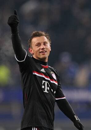 04.02.1012, Fussball 1.Bundesliga Saison 2011 2012, 20.Spieltag, Hamburger SV - FC Bayern München, in der Imtech-Arena in Hamburg. Schlußjubel Ivica Olic (München)
