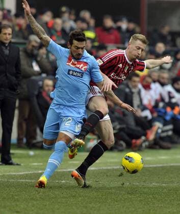 Milano 05 02 2012 Serie A 2011 2012 - AC Milan vs. SSC Napoli - Ezequiel Lavezzi e Ignazio Abate xHOCHxZWEIx xItalyxPhotoxPressx 
