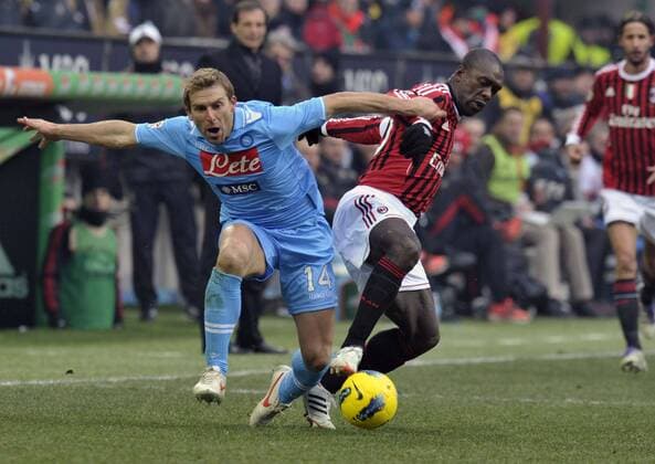 Milano 05 02 2012 Serie A 2011 2012 - AC Milan vs. SSC Napoli - Clarence Seedorf e Hugo Campagnaro xHOCHxZWEIx xItalyxPhotoxPressx 
