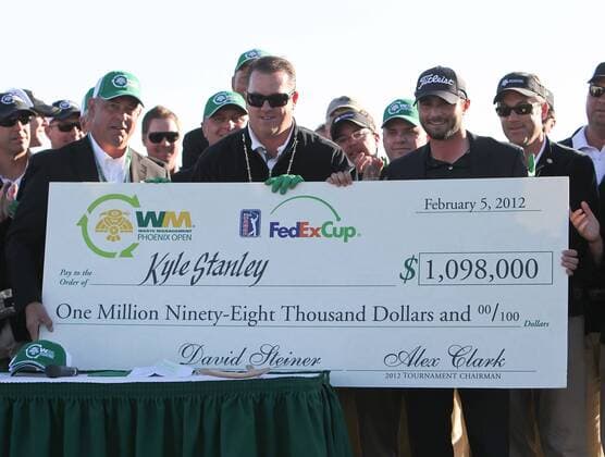 Feb. 5, 2012 - Phoenix, Arizona, U.S. - 5 February 2012: Kyle Stanley poses with the winner s check after winning the 2012 Waste Management Phoenix Open. - ZUMAx81
