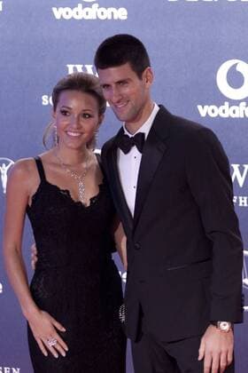 06.02.2012 London, England. Tennis player Novak Djokovic and his girlfriend Jelena Ristic at the Laureus Sports Awards in The Queen Elizabeth Conference Centre London xMitchellxGunnx  ActionPlus11241920