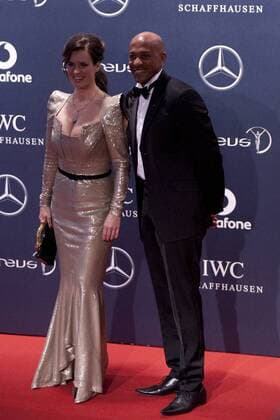06.02.2012 London, England. Katarina Witt and Frankie Fredricks at the Laureus Sports Awards in The Queen Elizabeth Conference Centre London xMitchellxGunnx  ActionPlus11241923