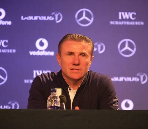 LONDON, UNITED KINGDOM - FEBRUARY 05: (CHINA OUT) Ukrainian pole vaulter Sergei Bubka is interviewed prior to the Laureus World Sports Awards 2012 on February 5, 2012 in London, England.  CFP425177106 