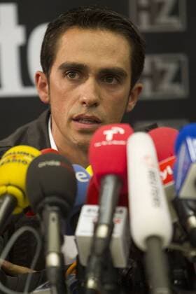 Alberto Contador press conference after had been given a two-year ban over a failed dope test during the 2010 race...  (20151215)