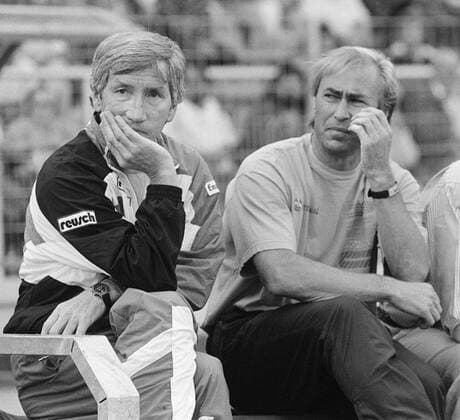 Renner Dieter und Willi Entenmann 1991 beim 1.FC Nürnberg