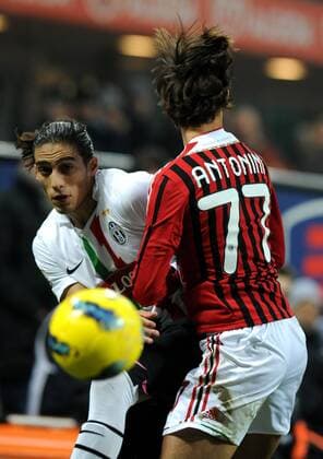 Luca ANTONINI (Milan), Martin CACERES (Juventus) Milano 8 02 2012 Stadio Giuseppe Meazza Coppa Italia 2011 2012 Football Calcio Milan Vs Juventus allexsabba