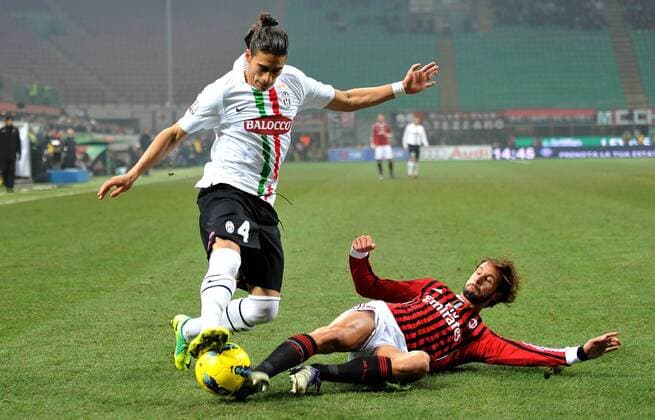 Luca ANTONINI (Milan), Martin CACERES (Juventus) Milano 8 02 2012 Stadio Giuseppe Meazza Coppa Italia 2011 2012 Football Calcio Milan Vs Juventus allexsabba