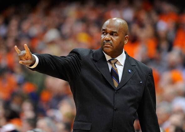February 8, 2012: Georgetown Hoyas head coach John Thompson III calls a play for his team during the first half of an NCAA College League USA Basketball game between the Syracuse Orange and the Georgetown Hoyas at the Carrier Dome in Syracuse, New York. NCAA College League USA Basketball 2012: Georgetown vs Syracuse FEB 08 - ZUMAc04