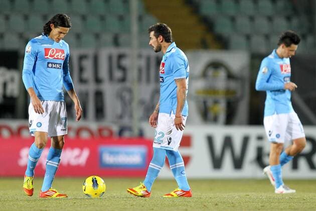 Edinson Cavani, Ezequiel Lavezzi e Marek Hamsik (Napoli) AC Siena vs. SSC Napoli Tim Cup Coppa Italia 2011 2012 lucaxpagliaricci