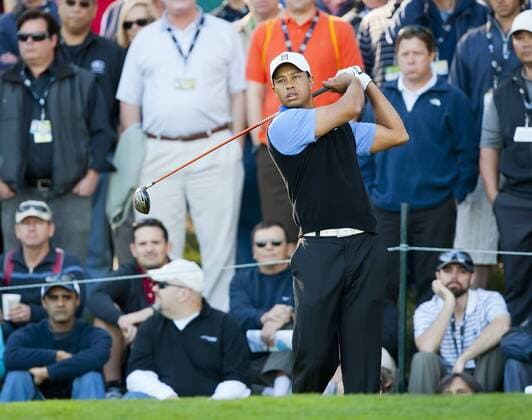 February 09, 2012: PGA Golf Herren golfer Tiger Woods in action during the first round of the AT&T Pebble Beach Pro-Am at the Spyglass Hill Golf Course in Pebble Beach, CA. Â© Damon Tarver Cal Media PGA Golf Herren 2012: AT&T Pebble Beach Pro-Am FEB 09 - ZUMAct6