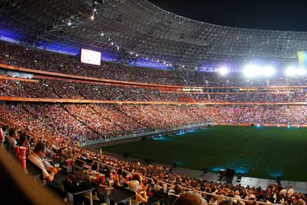 Ukraine, Donetsk. Opening ceremony of the new Donbass Arena stadium in Donetsk on August 29, 2009. Newly built Donbass Arena stadium will host matches of the Euro 2012 football tournament in Donetsk  EN_00267394_0007
