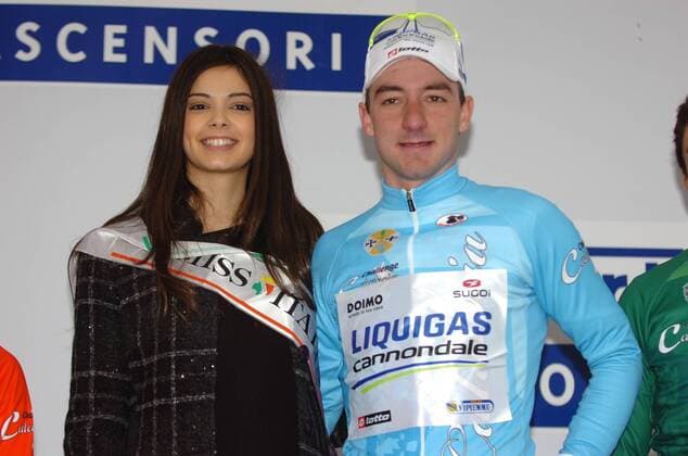 Giro della Provincia di Reggio Calabria 2012, 2. Etappe: Lamezia Terme - Reggio Calabria, Etappensieger Elia Viviani (ITA Liquigas 2012) und Miss Italia 2011 Stefania Bivone, Reggio Calabria 