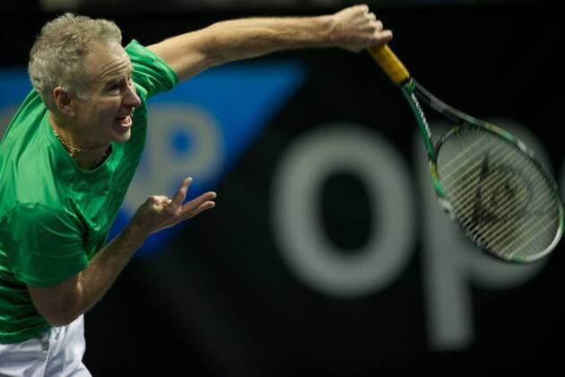 Feb. 13, 2012 - San Jose, California, U.S - John McEnroe (USA) competes during a doubles exhibition at the SAP Open at HP Pavilion in San Jose, CA. ATP Tennis Herren TENNIS 2012 - Feb 13 - SAP Open - ZUMAq48