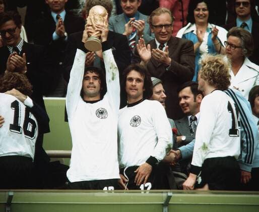 Fußball WM 1974 Deutschland - Holland von links: Gerd Müller Mueller - Wolfgang Overath - Uli Hoeneß