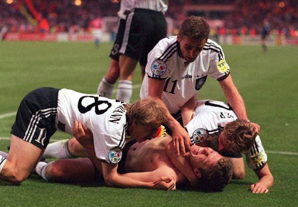 Fussball EM Euro Europameisterschaft 1996 Finale Endspiel Deutschland - Tschechien Jubel Germany {