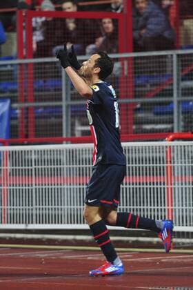 joie de Nene (PSG) apres son but Foot: Dijon PSG - 15.02.2012 - coupe de France JBAutissier PanoramiC 