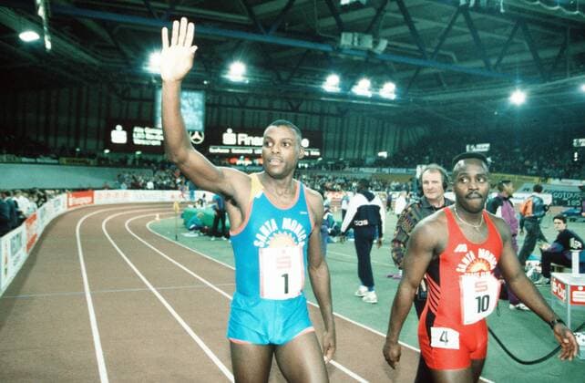 Leichtathletik Schleyerhalle World Meeting 1992 : links Carl Lewis (USA)