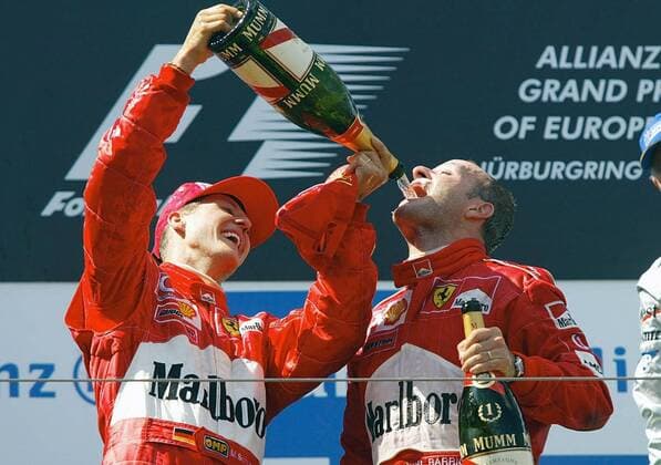 Auto Motorsport Formel 1 Großer Preis von Europa Nürburgring 2002 von links: Michael Schumacher Rubens Barrichello