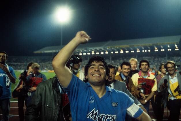 Diego Armando Maradona (SSC Neapel) jubelt SSC Neapel ist UEFA Cup Sieger 1989