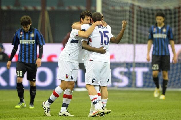 Milano 17 02 2012 - campionato di calcio serie A Inter Mailand - FC Bologna; Schlussjubel Bologna 
