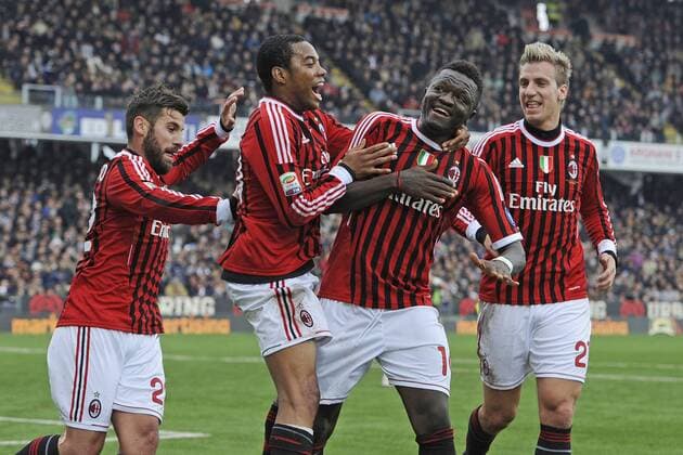Cesena, 19.02.2012 - Serie A 2011 2012 - AC Cesena vs AC Milan - Antonio Nocerino, Robinho, Sulley Ali Muntari, Maxi Lopez 