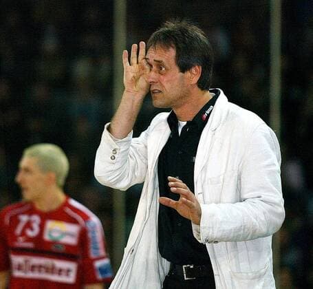 Handball 1. Bundesliga VfL Pfullingen vs. Magdeburg Trainer Pfullingen Dr. Rolf Brack