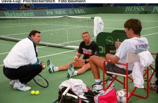 Becker Boris und Stich Michael und Pilic Niki Daviscup Karlsruhe