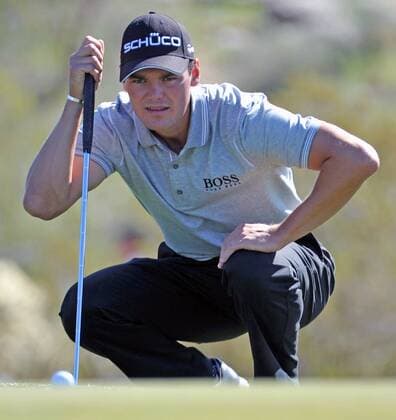 German Martin Kaymer takes a look at his putt on the first hole at the World Golf Championship Accenture Match Play Championship at the Ritz-Carlton Golf Club, Dove Mountain in Marana, Arizona, February 24, 2012. UPI Art Foxall  PXP2012022401