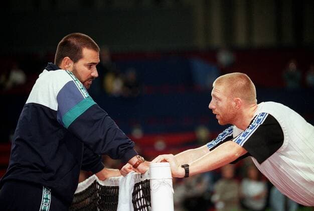 Eurocard Open 1996 Stuttgart Schleyerhalle Links: Mike De Palmer rechts: Boris becker