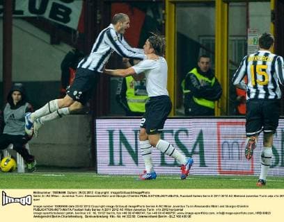 Serie A AC Milan - Juventus Turin: Alessandro Matri und Giorgio Chiellini 