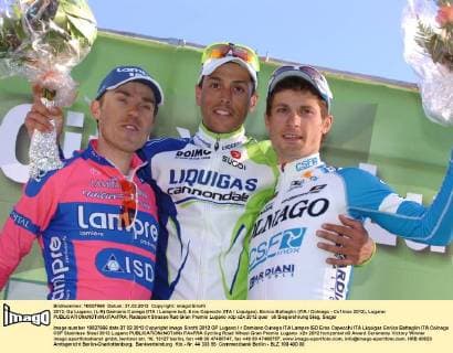 2012, Gp Lugano, (L-R) Damiano Cunego (ITA Lampre Isd), Eros Capecchi (ITA Liquigas), Enrico Battaglin (ITA Colnago - Csf Inox 2012), Lugano 