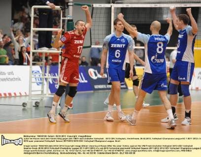 Jubel bei Kazan nach dem klaren Sieg gegen den VfB Friedrichshafen Volleyball, 2012 CEV Volleyball, Viertelfinale, 28.02.2012