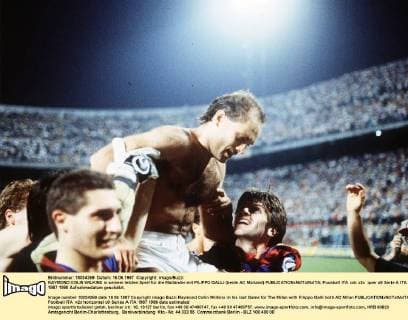RAYMOND COLIN WILKINS in seinem letzten Spiel für die Mailänder mit FILIPPO GALLI (beide AC Mailand)