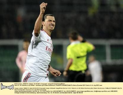 Serie A: US Palermo vs AC Milan: esultanza gol Zlatan Ibrahimovic 