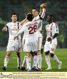Serie A: US Palermo vs AC Milan: esultanza gol Zlatan Ibrahimovic 