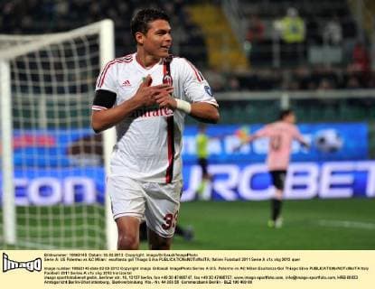 Serie A: US Palermo vs AC Milan: esultanza gol Thiago Silva 