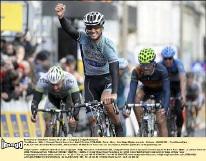 Tom Boonen ( BEL ) - Omega Pharma Quick Step Sprint Victoire CYCLISME : Paris - Nice - 1ere Etape Mantes La Jolie - Orleans - 05 03 2012 - PhotoNewsxPanx - 
