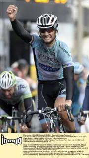 Tom Boonen ( BEL ) - Omega Pharma Quick Step Sprint Victoire CYCLISME : Paris - Nice - 1ere Etape Mantes La Jolie - Orleans - 05 03 2012 - PhotoNewsxPanx - 