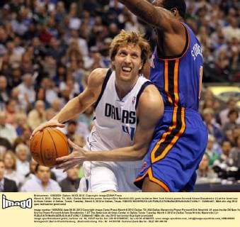 March 6, 2012 - Dallas, TX, USA - Dallas Mavericks power forward Dirk Nowitzki (41) goes inside on New York Knicks power forward Amare Stoudemire (1) at the American Airlines Center in Dallas, Texas, Tuesday, March 6, 2012 in Dallas, Texas. KNICKS MAVERICKS LIN - ZUMAm67