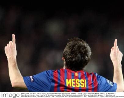 Football - soccer: UEFA Champions League 2011 12, FC Barcelona - Bayer 04 Leverkusen, Lionel Messi of FC Barcelona during the UEFA Champions League round of 16 second leg match between FC Barcelona and Bayer 04 Leverkusen at Camp Nou on March 7, 2012 in Barcelona, Spain. FC Barcelona won 7-1 and Lionel Messi scored 5 goals. xHOCHxZWEIx xClevaxMediax 